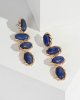 Navy Blue Aternated Stone Drop Earrings