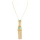 Semi Precious Stone Plate Tassel Necklace