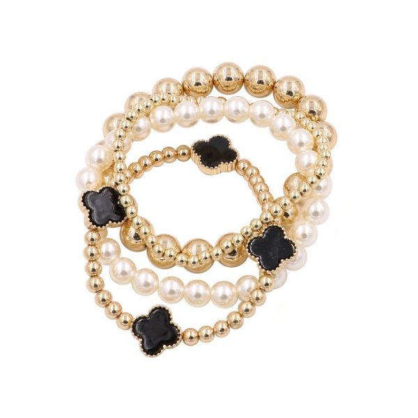 Quatrefoil Bead Bracelet Set